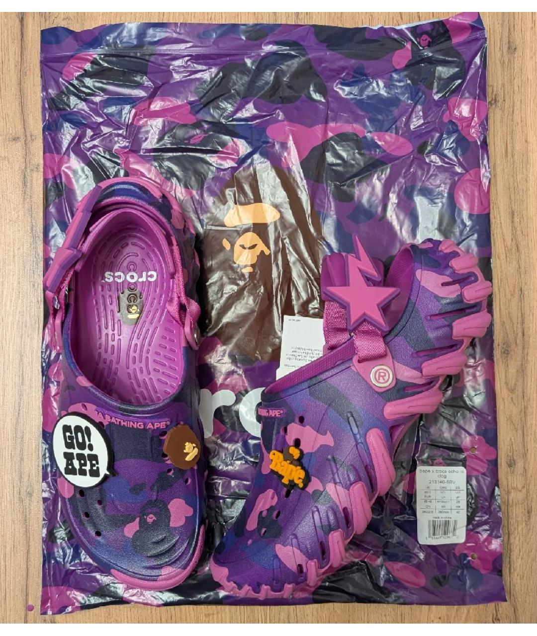 BAPE Фиолетовые резиновые сандалии, фото 3