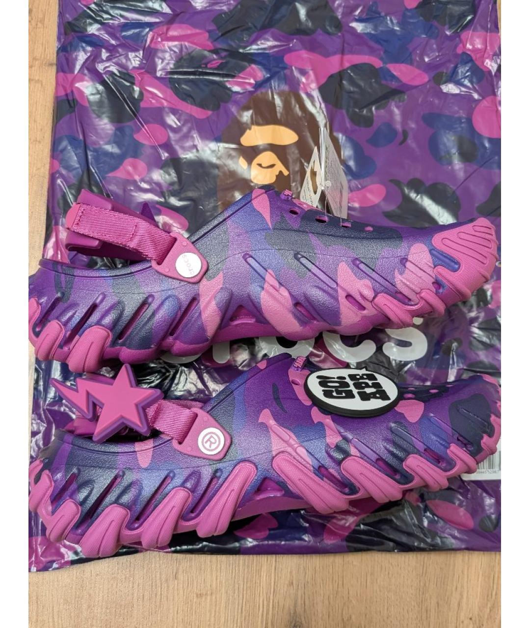 BAPE Фиолетовые резиновые сандалии, фото 8