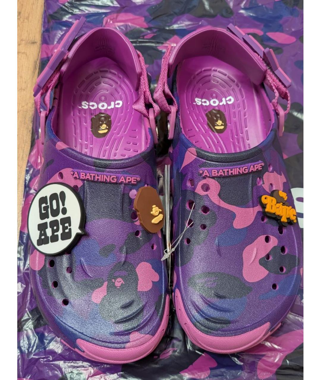 BAPE Фиолетовые резиновые сандалии, фото 9
