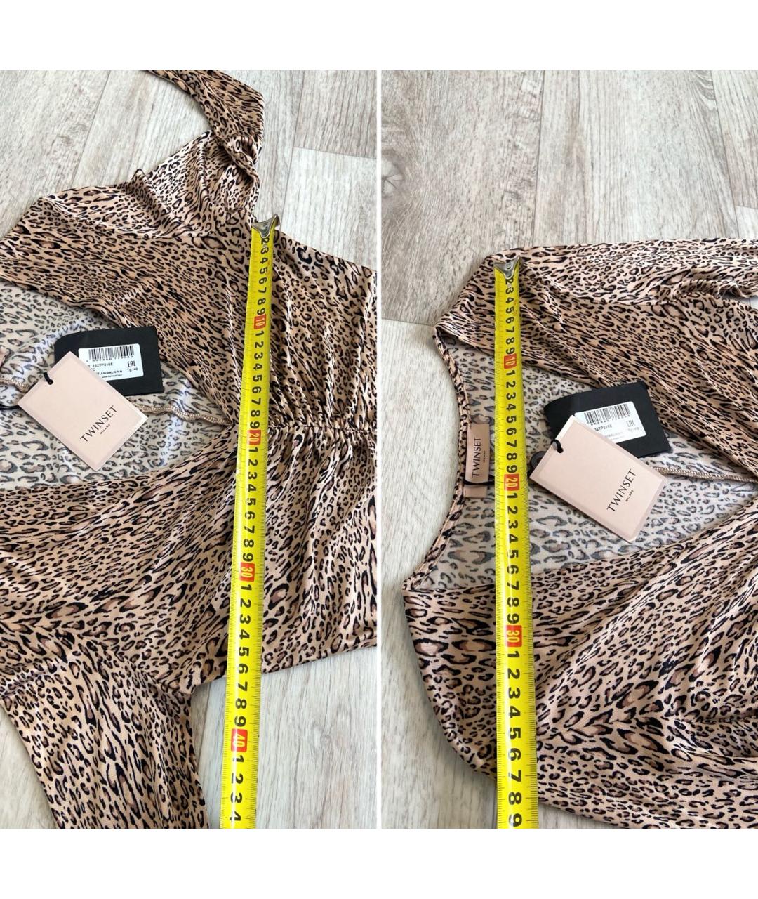 TWIN-SET Коричневое вискозное повседневное платье, фото 6