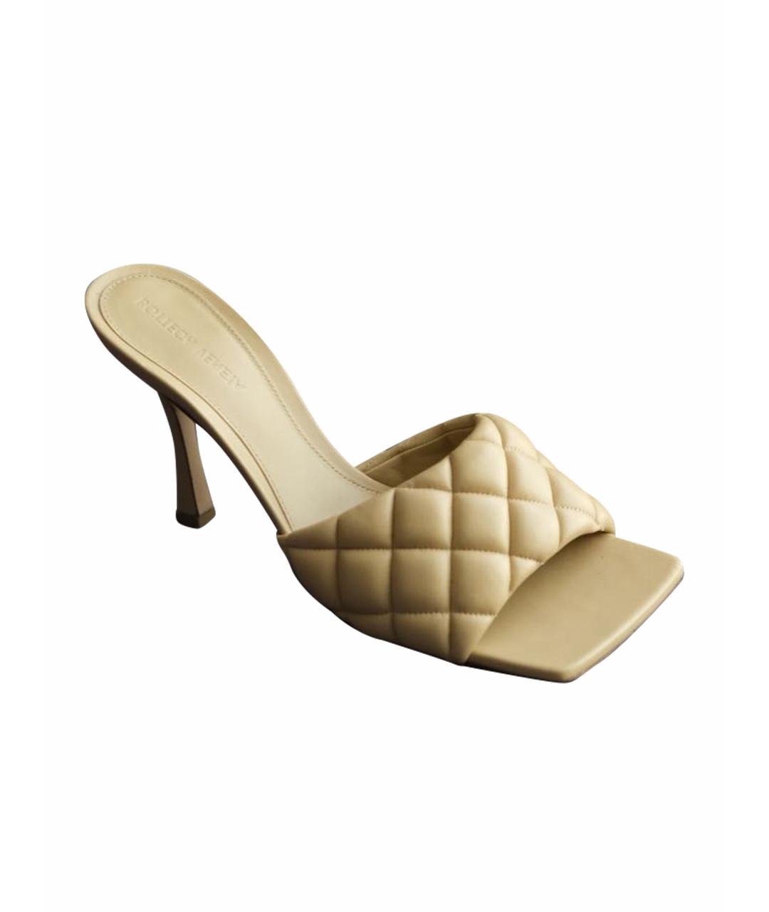 BOTTEGA VENETA Бежевые кожаные мюли, фото 1