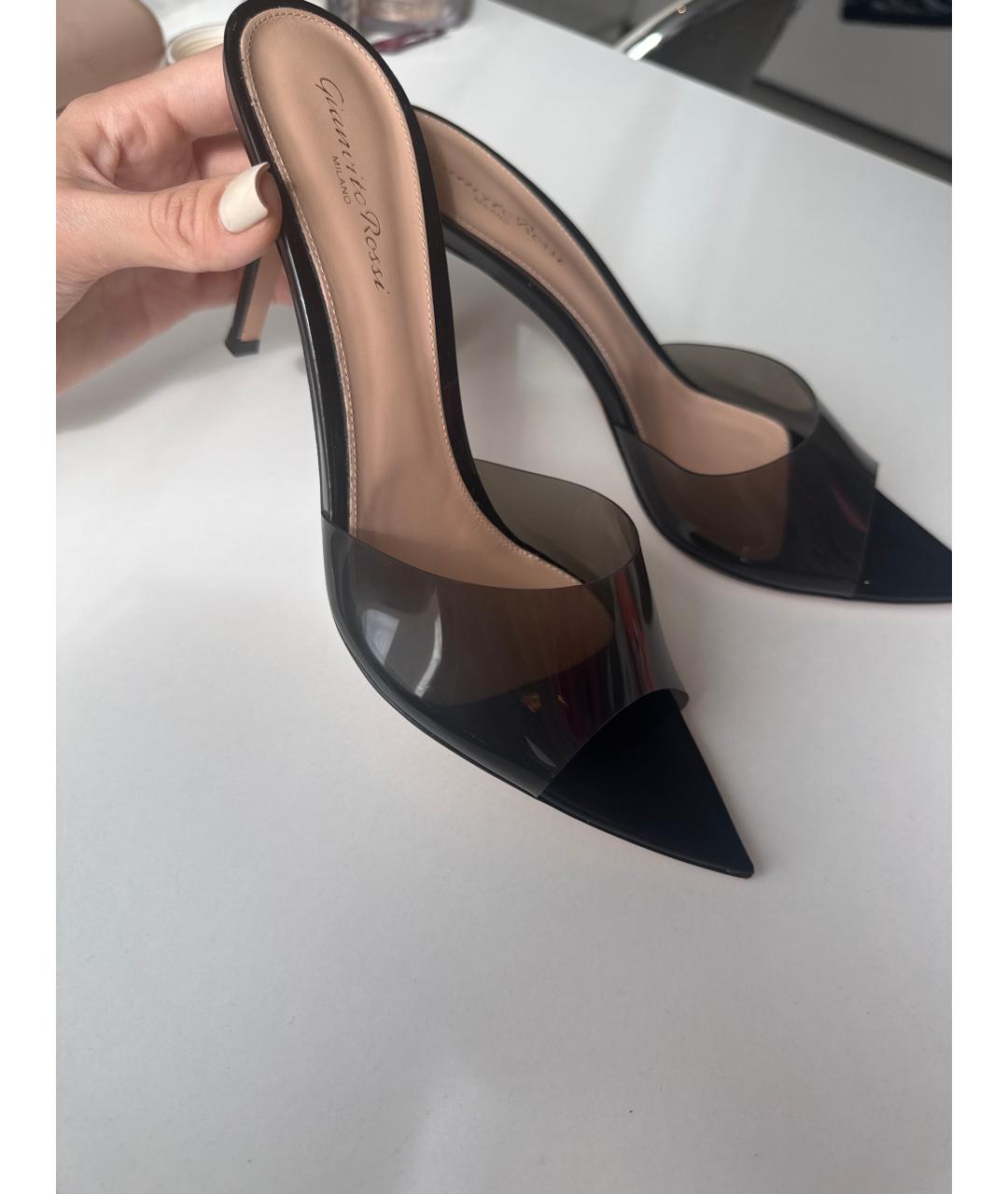 GIANVITO ROSSI Черные кожаные мюли, фото 6
