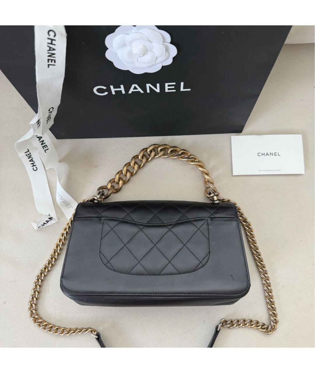 CHANEL Черная кожаная сумка через плечо, фото 5