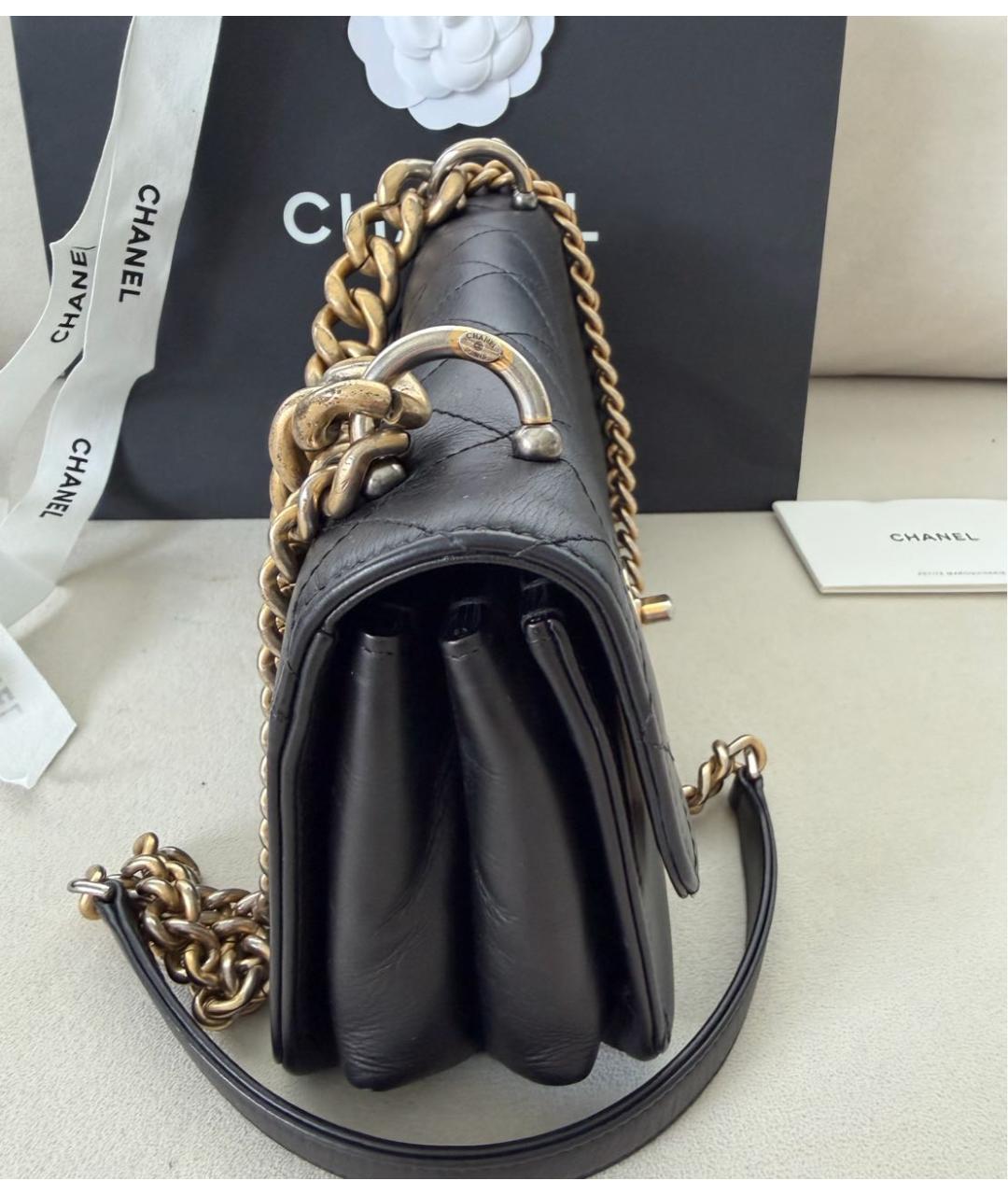 CHANEL Черная кожаная сумка через плечо, фото 6