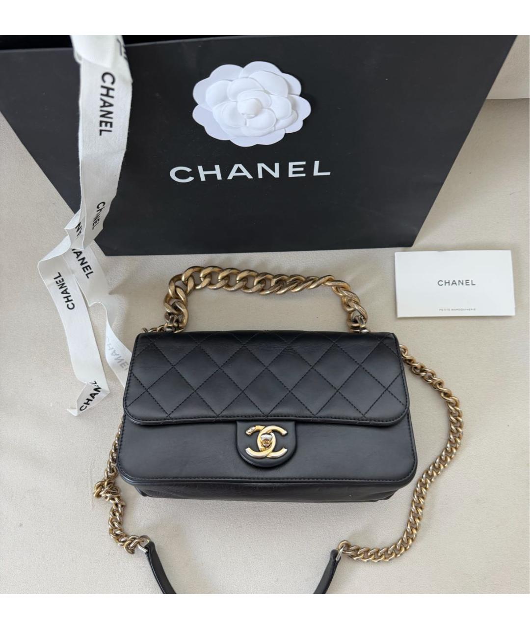CHANEL Черная кожаная сумка через плечо, фото 3