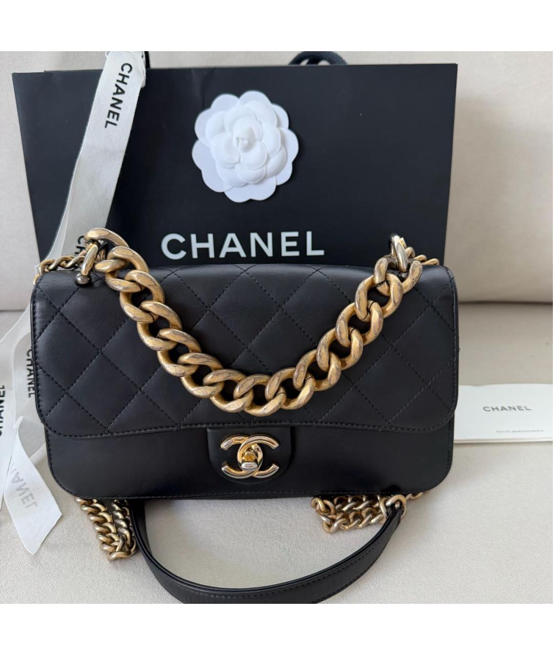 CHANEL Черная кожаная сумка через плечо, фото 2
