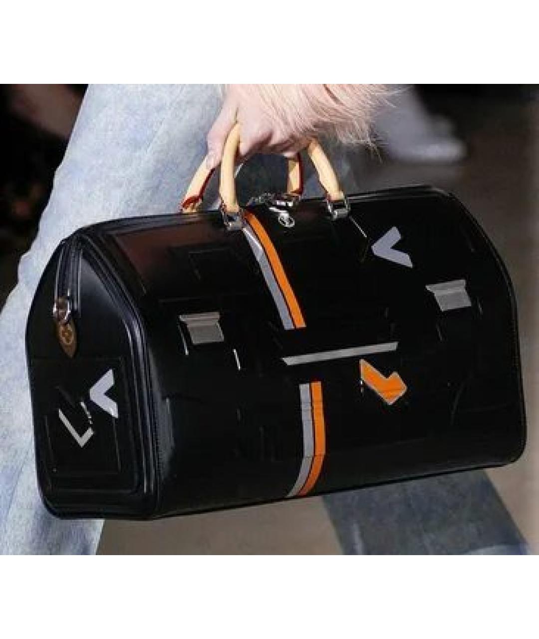 LOUIS VUITTON Черная кожаная дорожная/спортивная сумка, фото 2