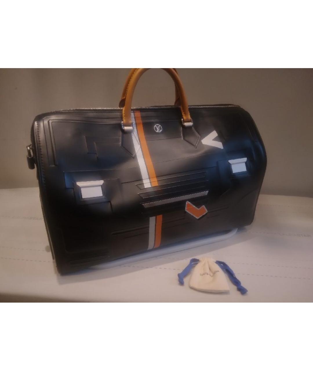 LOUIS VUITTON Черная кожаная дорожная/спортивная сумка, фото 3