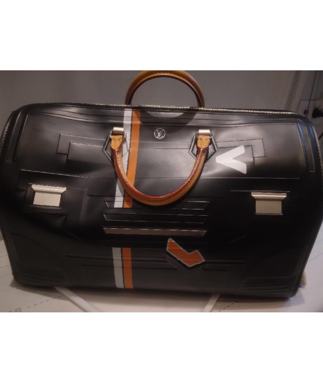 LOUIS VUITTON Черная кожаная дорожная/спортивная сумка, фото 9