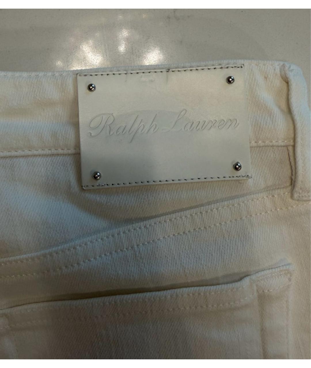 RALPH LAUREN PURPLE LABEL Белые хлопковые прямые джинсы, фото 4