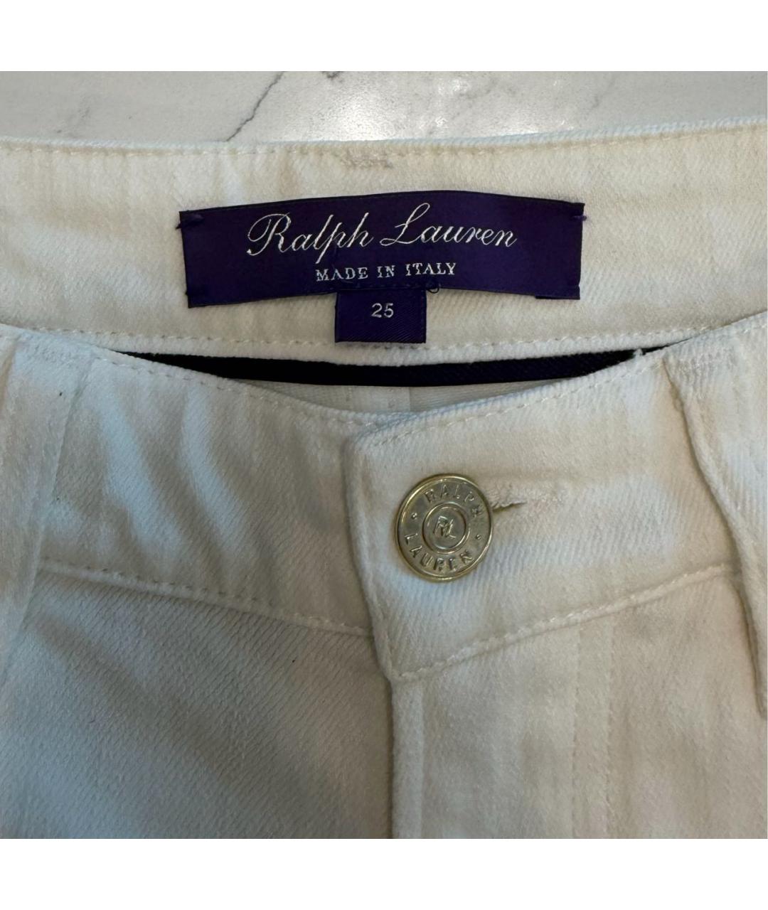 RALPH LAUREN PURPLE LABEL Белые хлопковые прямые джинсы, фото 3