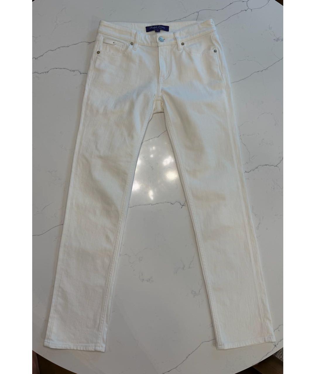 RALPH LAUREN PURPLE LABEL Белые хлопковые прямые джинсы, фото 8