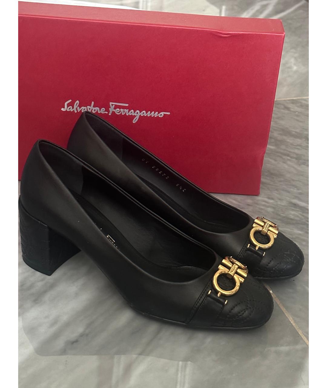 FERRAGAMO Черные кожаные туфли, фото 4