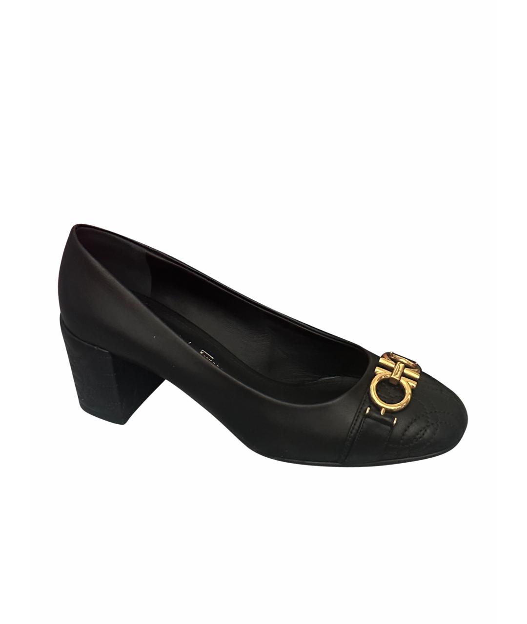 FERRAGAMO Черные кожаные туфли, фото 1
