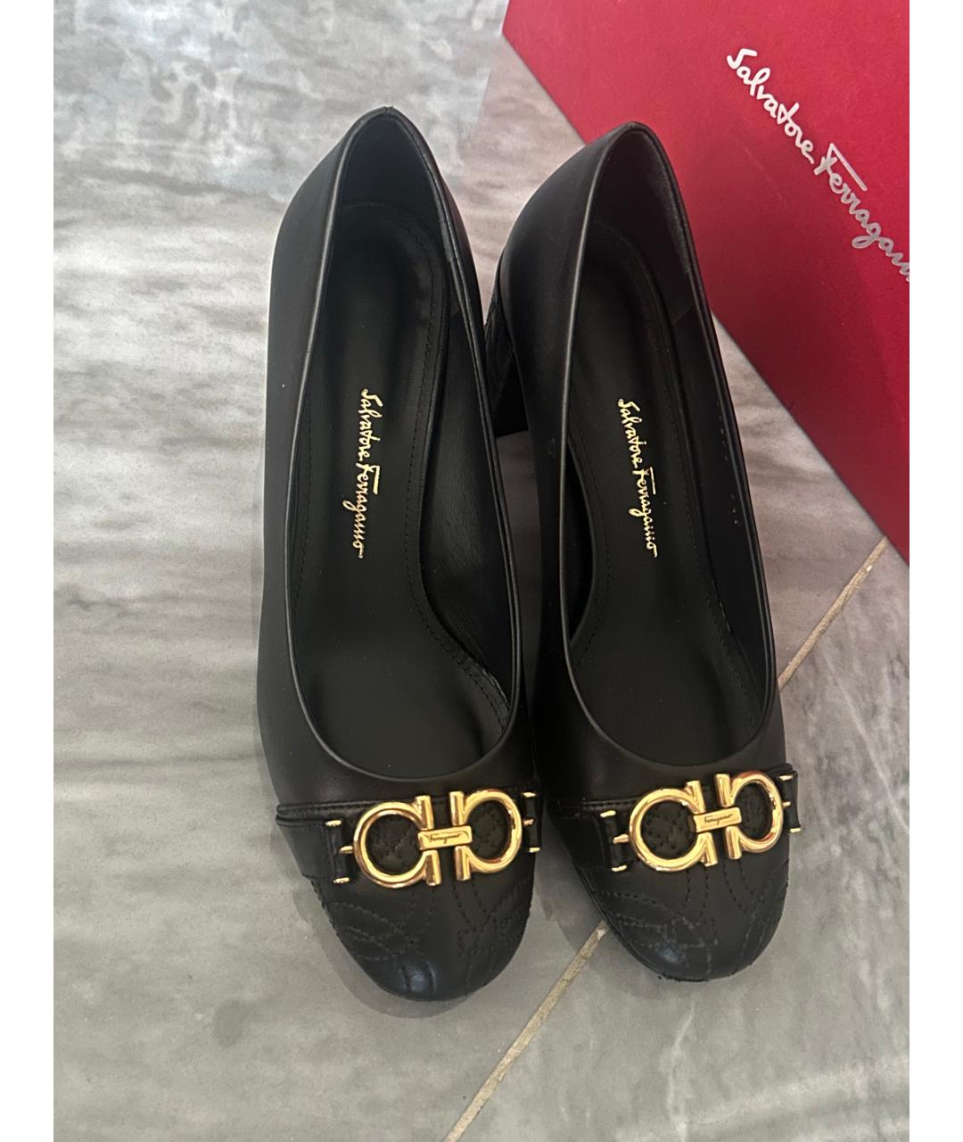 FERRAGAMO Черные кожаные туфли, фото 2