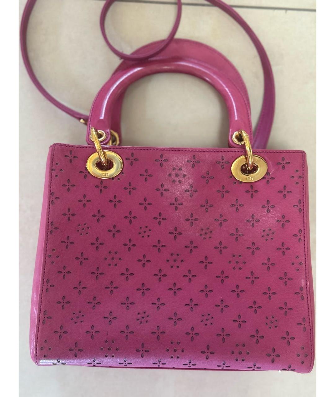 CHRISTIAN DIOR Розовая кожаная сумка с короткими ручками, фото 3
