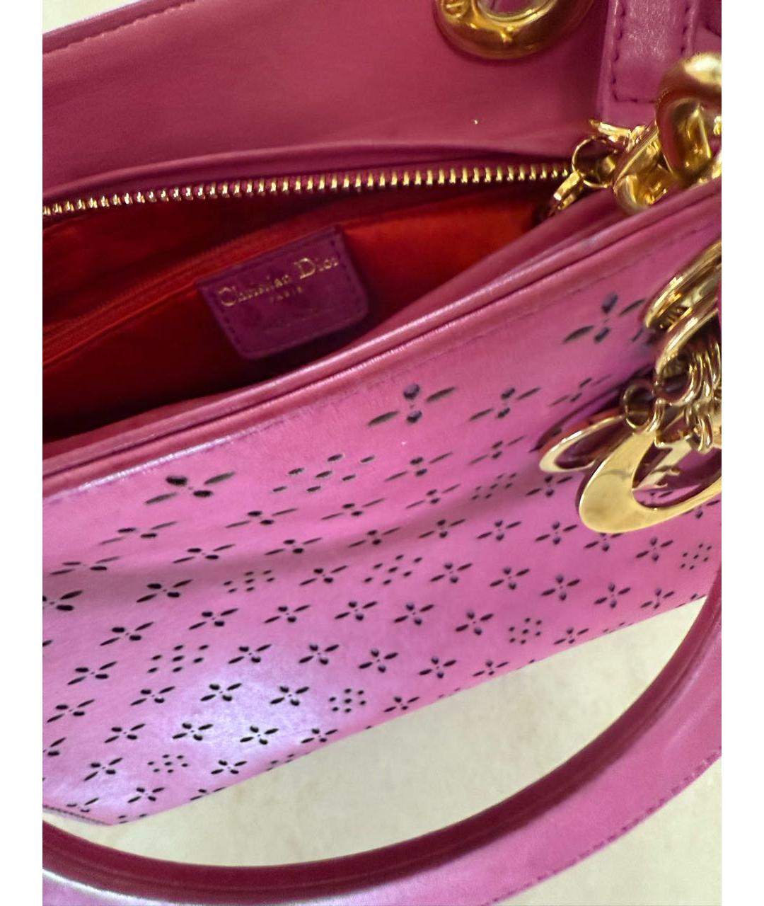 CHRISTIAN DIOR Розовая кожаная сумка с короткими ручками, фото 4
