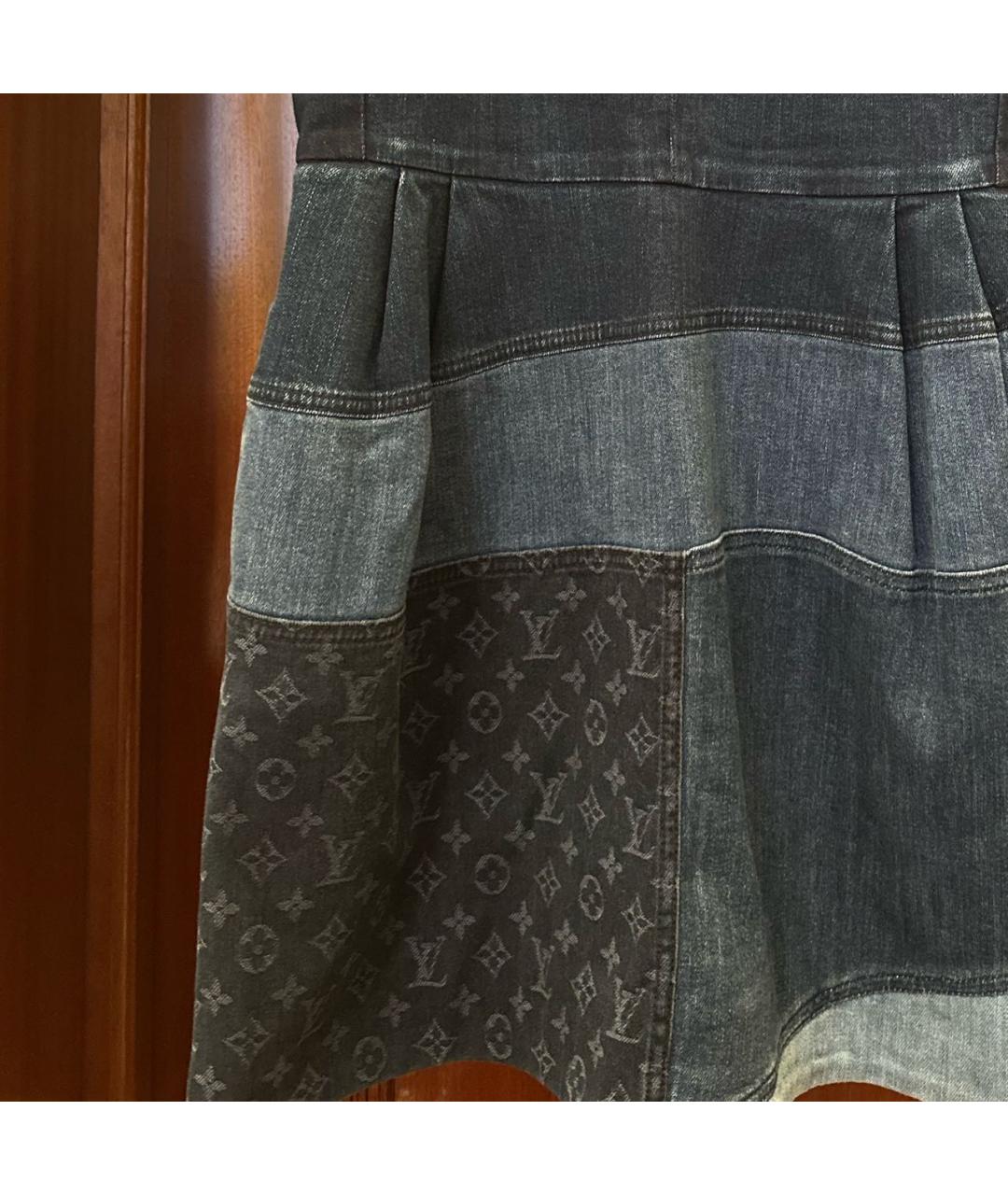 LOUIS VUITTON Темно-синее деним повседневное платье, фото 4