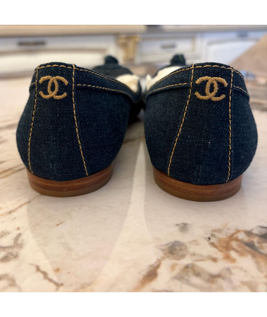 CHANEL Синие текстильные балетки, фото 5