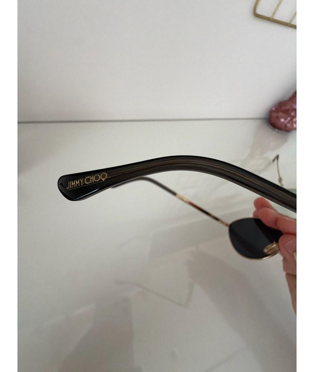 JIMMY CHOO Золотые металлические солнцезащитные очки, фото 2