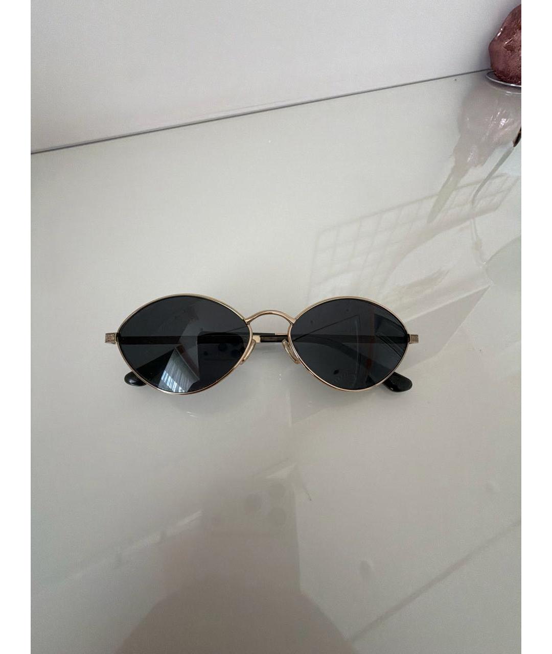 JIMMY CHOO Золотые металлические солнцезащитные очки, фото 6