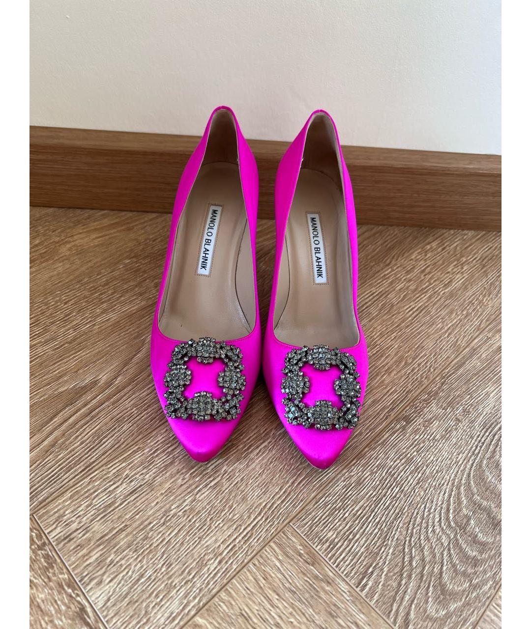 MANOLO BLAHNIK Фуксия текстильные туфли, фото 3