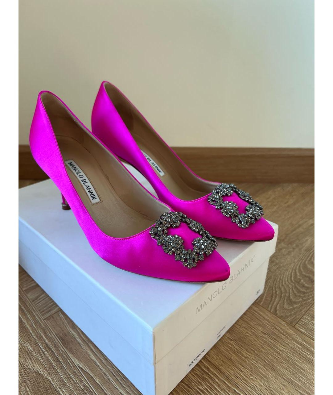 MANOLO BLAHNIK Фуксия текстильные туфли, фото 5
