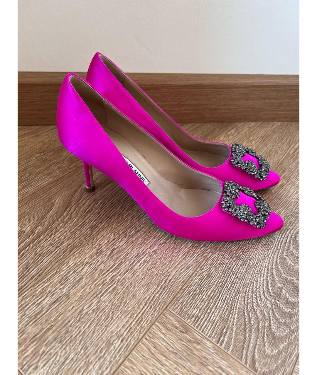 MANOLO BLAHNIK Фуксия текстильные туфли, фото 6
