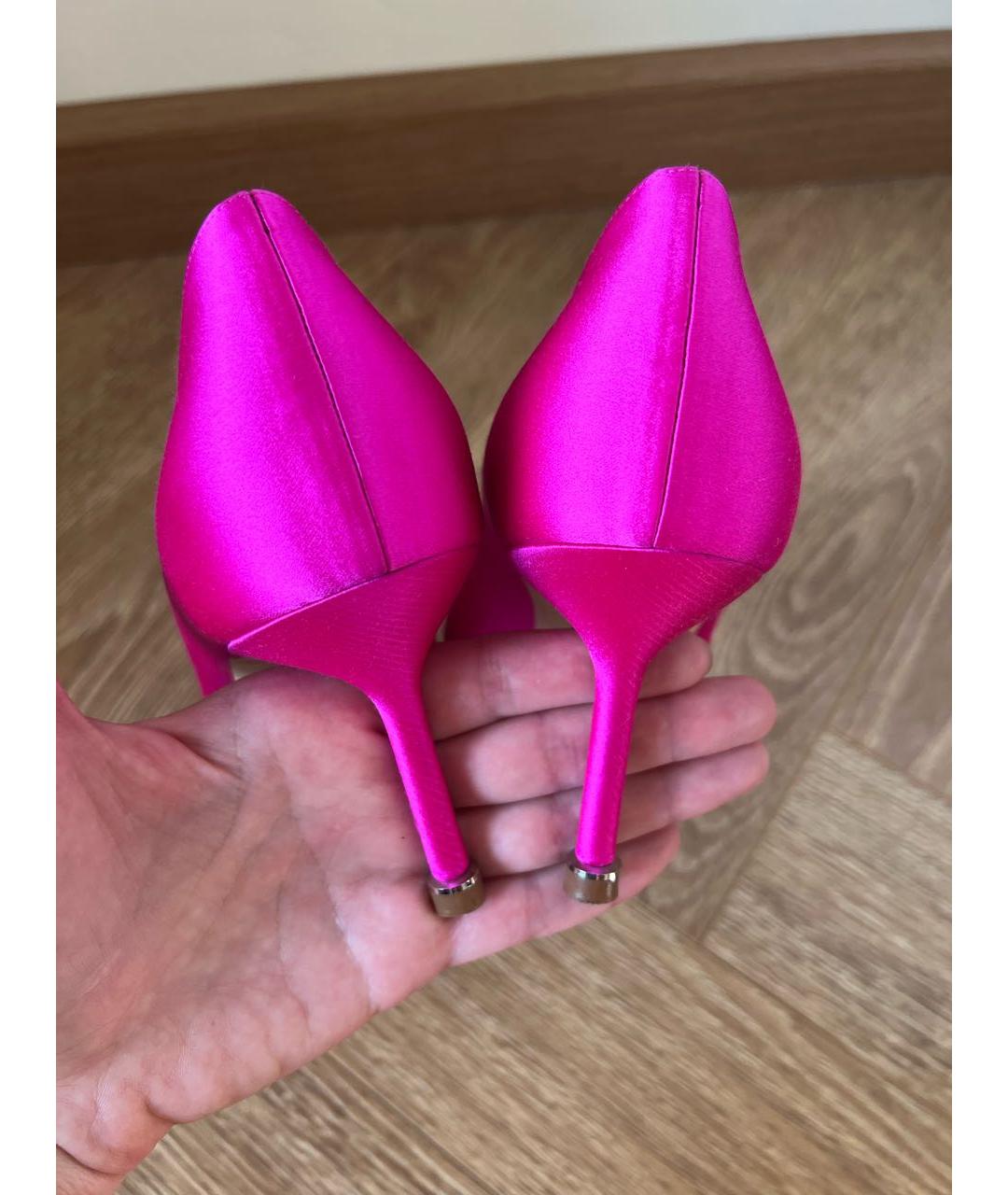 MANOLO BLAHNIK Фуксия текстильные туфли, фото 4