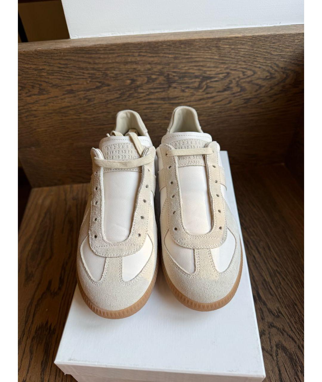 MM6 MAISON MARGIELA Бежевые кожаные кеды, фото 2