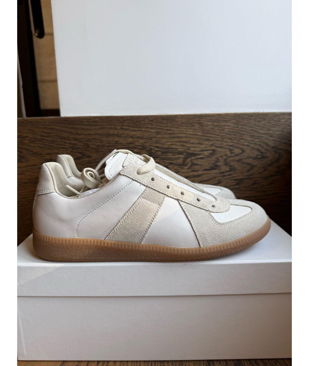 MM6 MAISON MARGIELA Бежевые кожаные кеды, фото 5