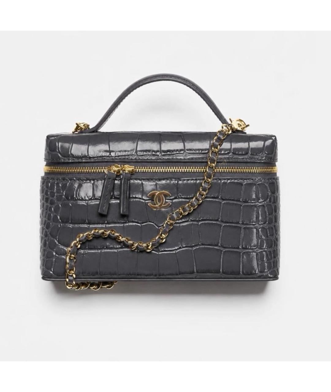CHANEL Антрацитовая кожаная сумка через плечо, фото 7