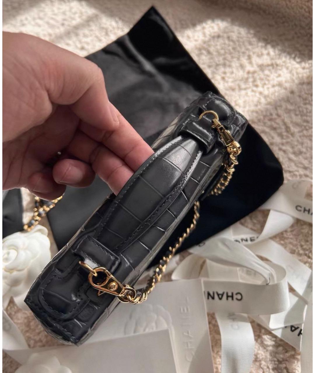 CHANEL Антрацитовая кожаная сумка через плечо, фото 4