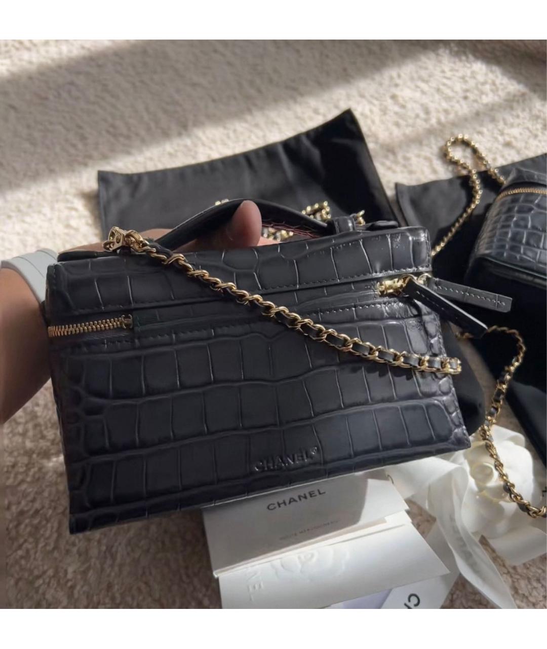 CHANEL Антрацитовая кожаная сумка через плечо, фото 3