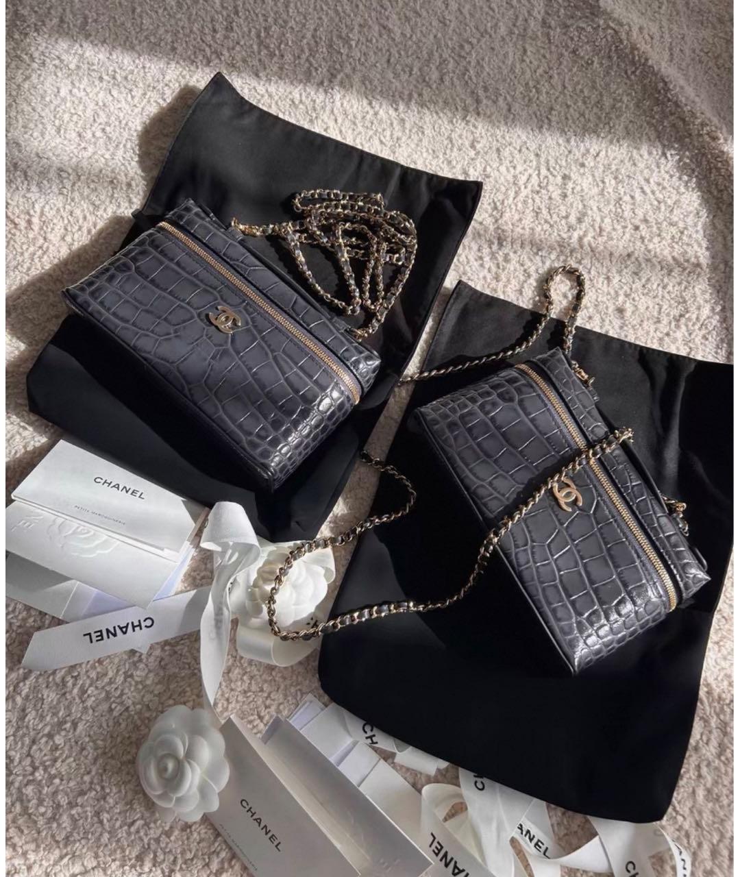 CHANEL Антрацитовая кожаная сумка через плечо, фото 6