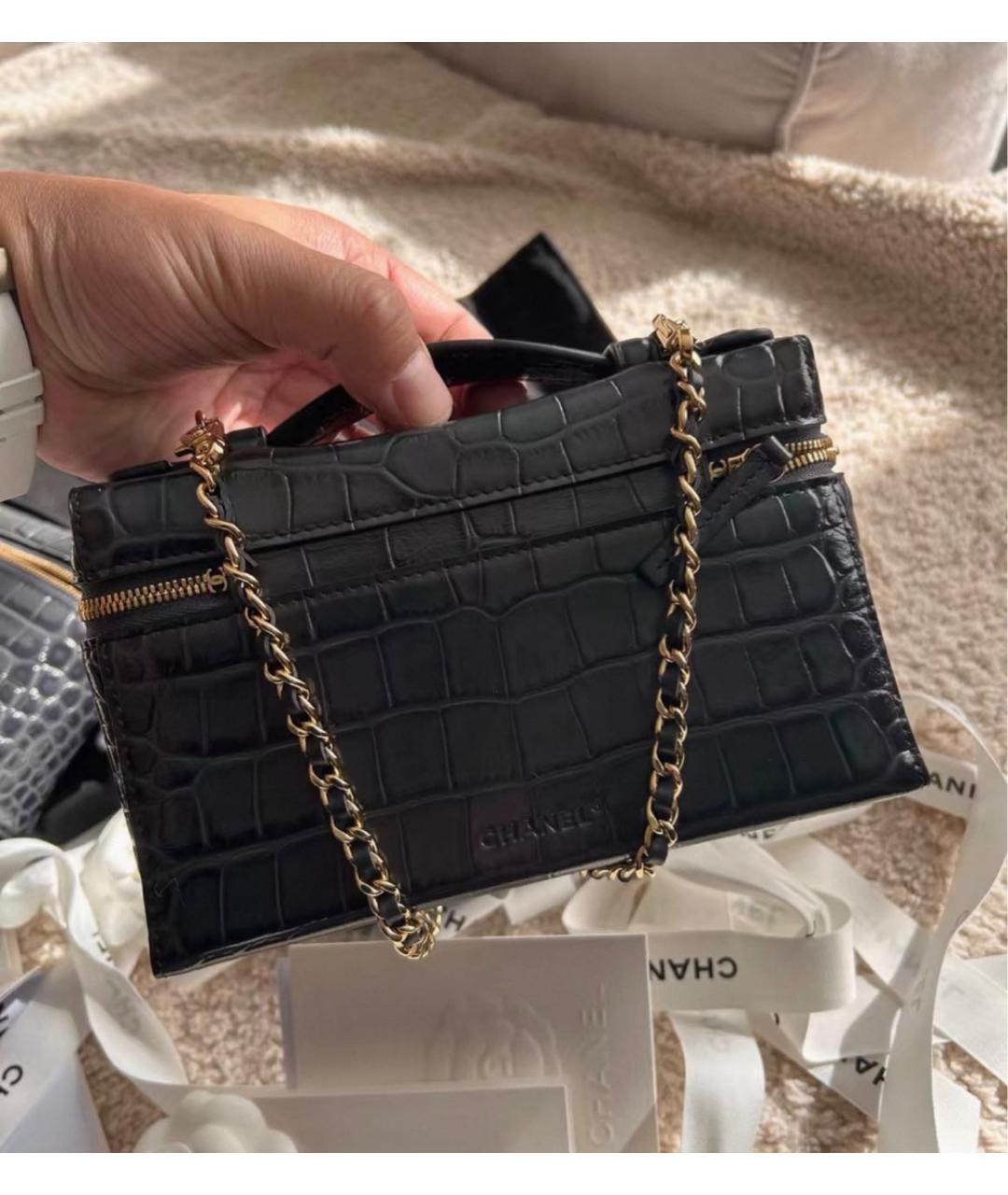 CHANEL Антрацитовая кожаная сумка через плечо, фото 5