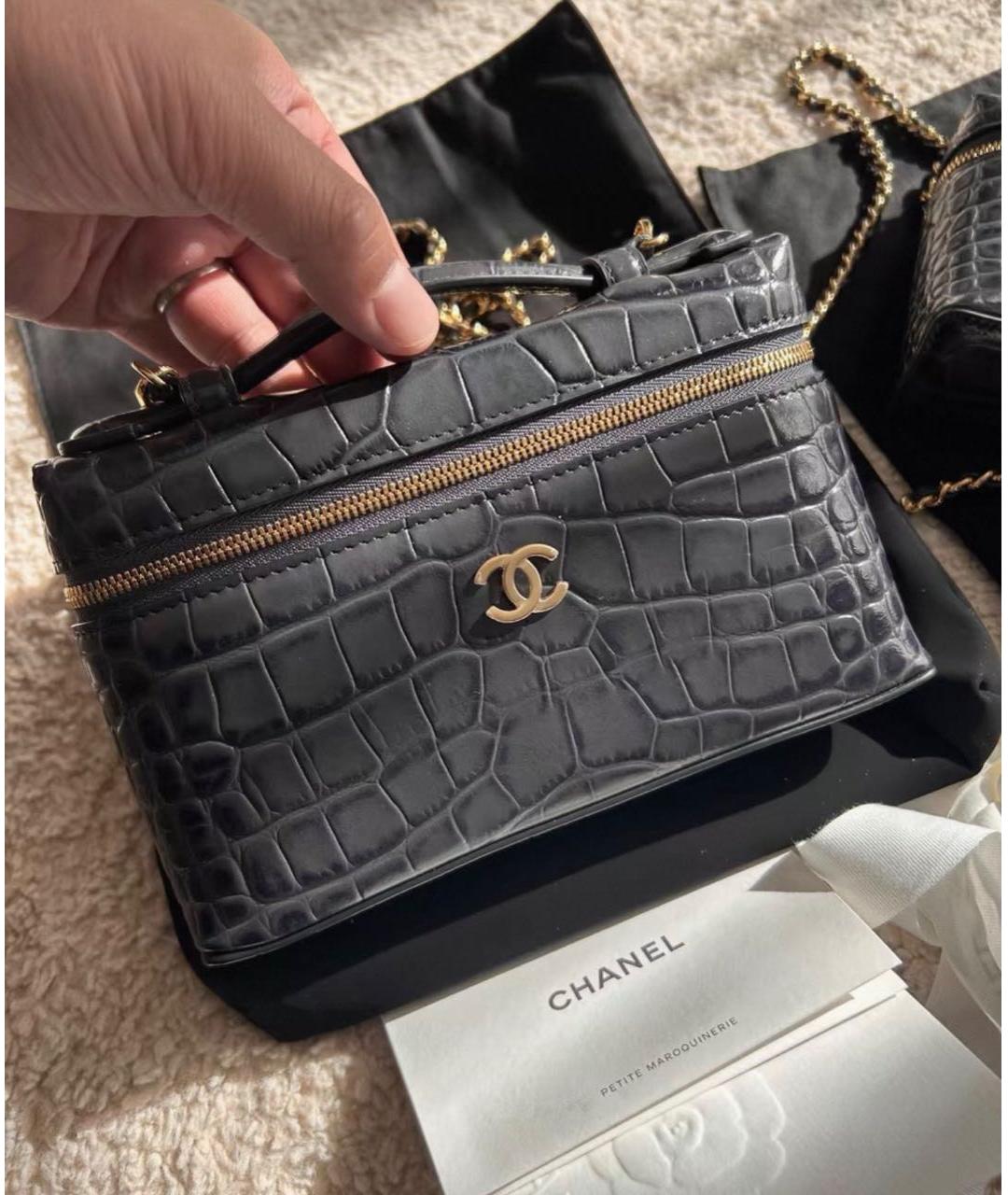 CHANEL Антрацитовая кожаная сумка через плечо, фото 2