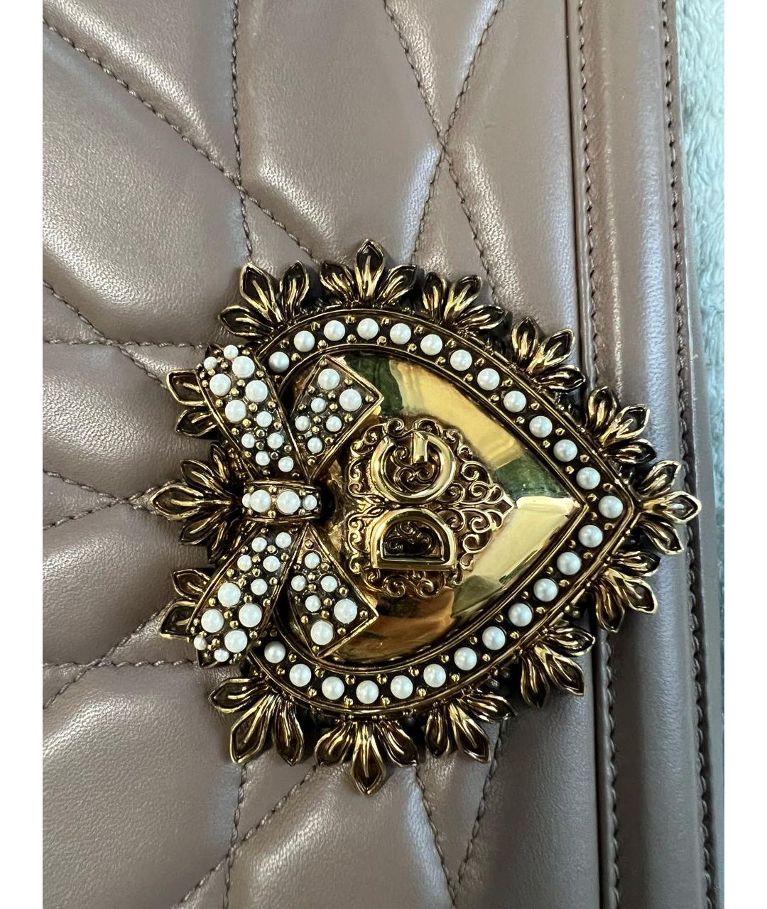 DOLCE&GABBANA Бежевая кожаная сумка через плечо, фото 5