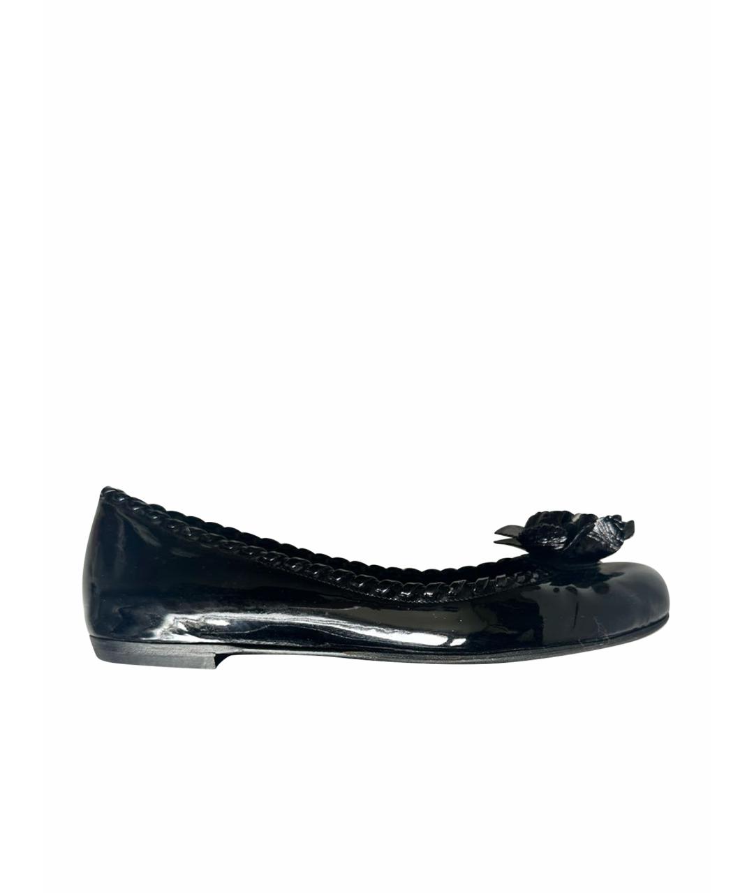 BOTTEGA VENETA Черные балетки из лакированной кожи, фото 1