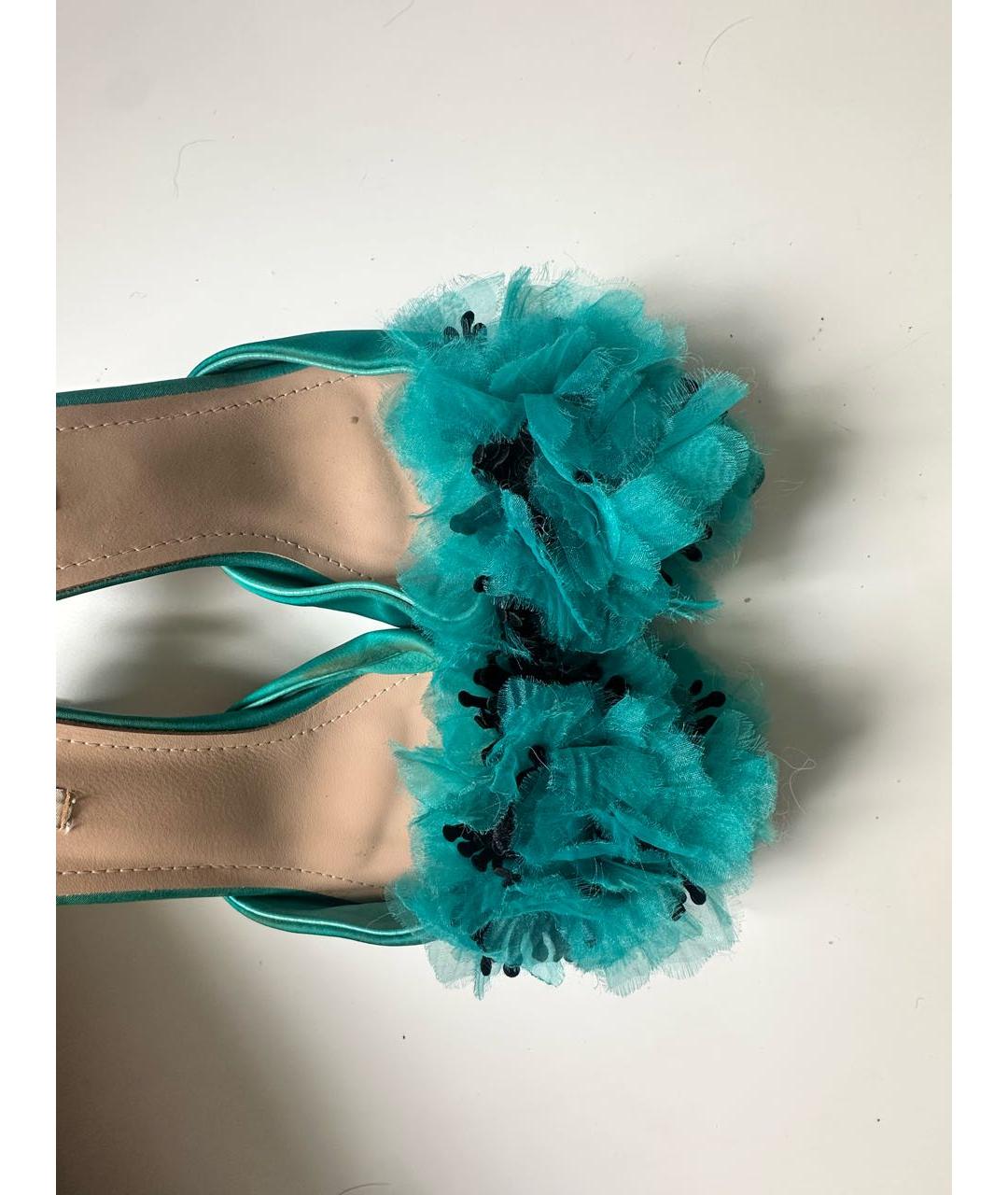MIU MIU Бирюзовые текстильные мюли, фото 7