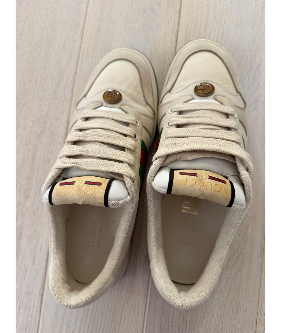 GUCCI Бежевые кожаные кроссовки, фото 3
