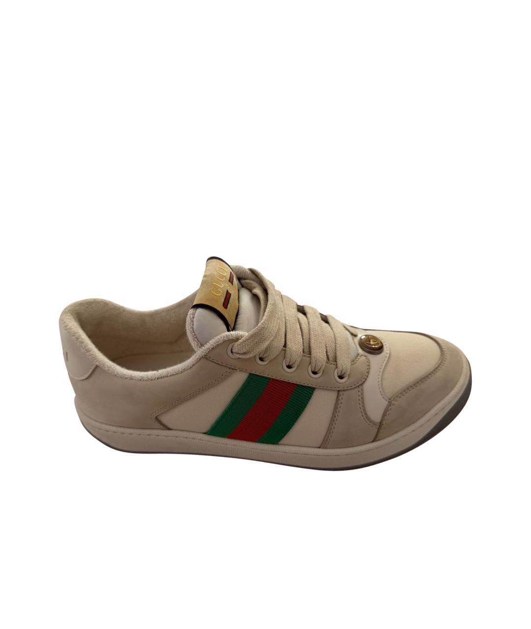 GUCCI Бежевые кожаные кроссовки, фото 1