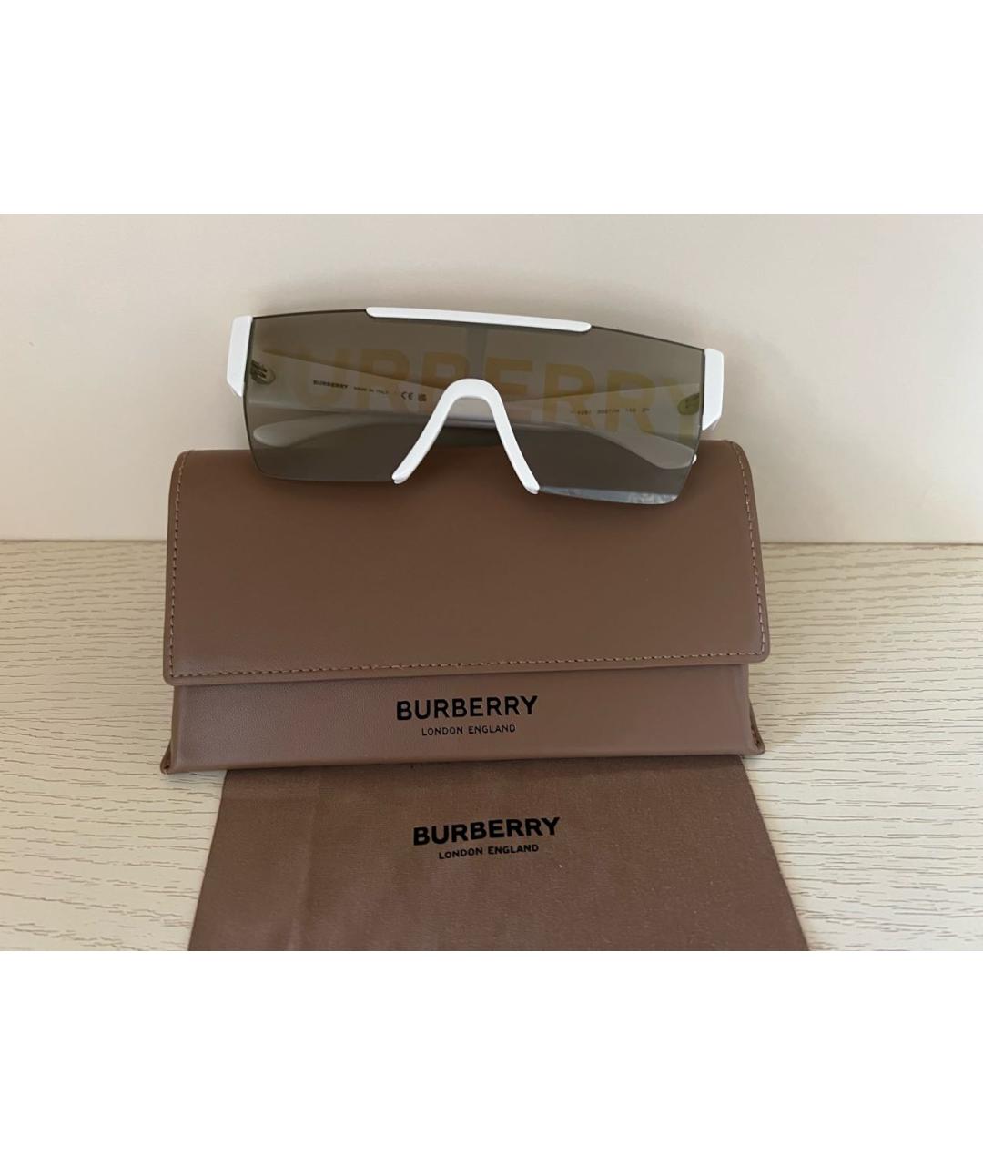 BURBERRY Белые пластиковые солнцезащитные очки, фото 3