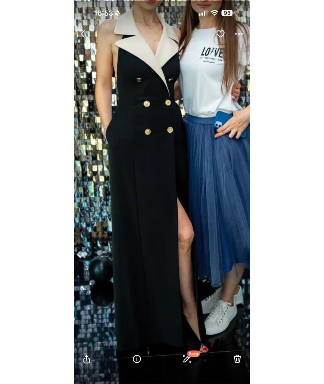 ELISABETTA FRANCHI Черное полиэстеровое вечернее платье, фото 2