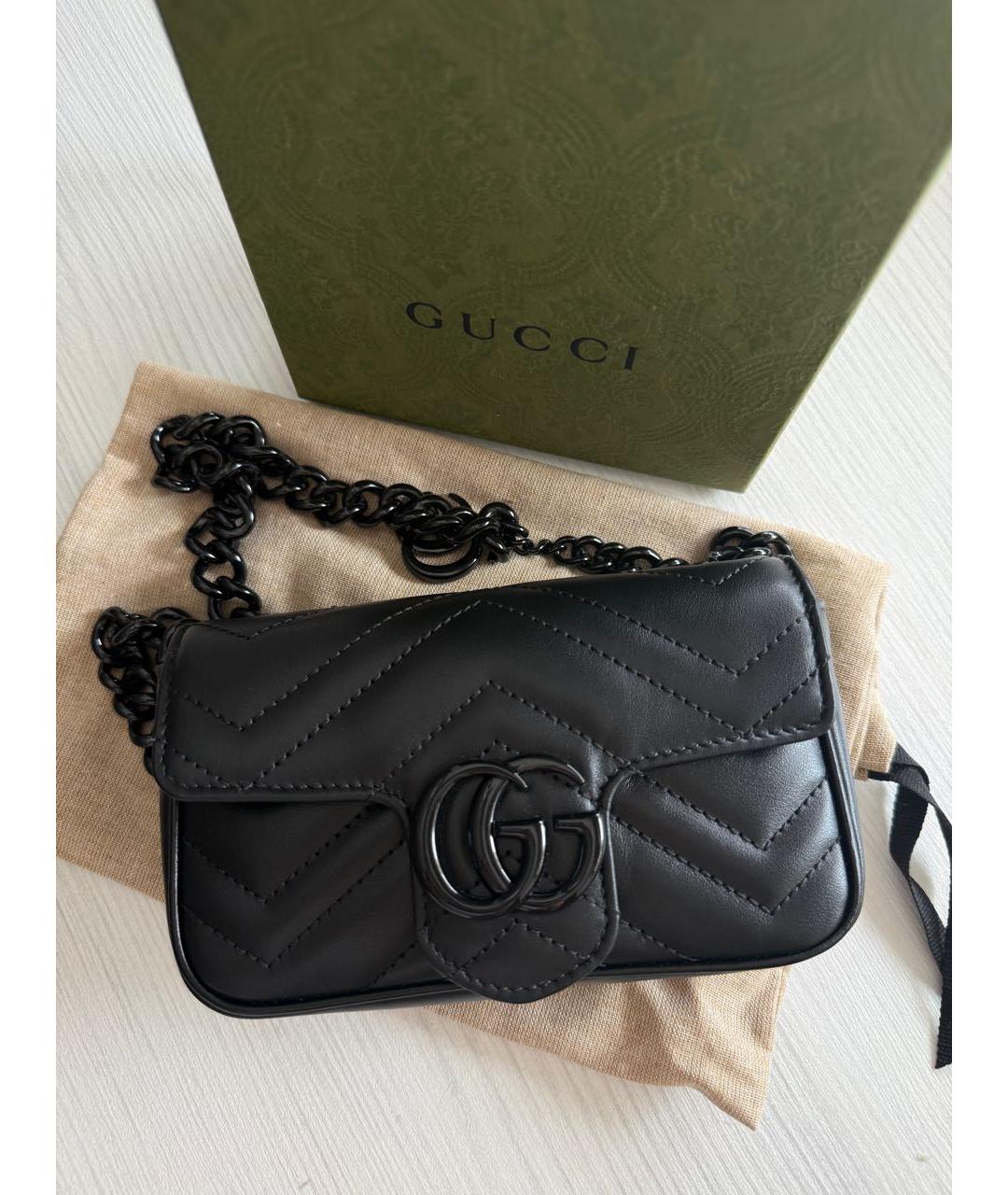 GUCCI Черная кожаная сумка через плечо, фото 2