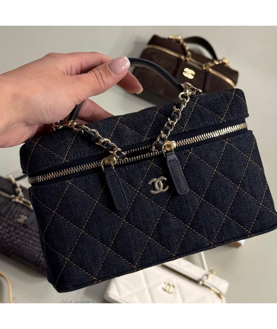 CHANEL Темно-синяя деним сумка через плечо, фото 5