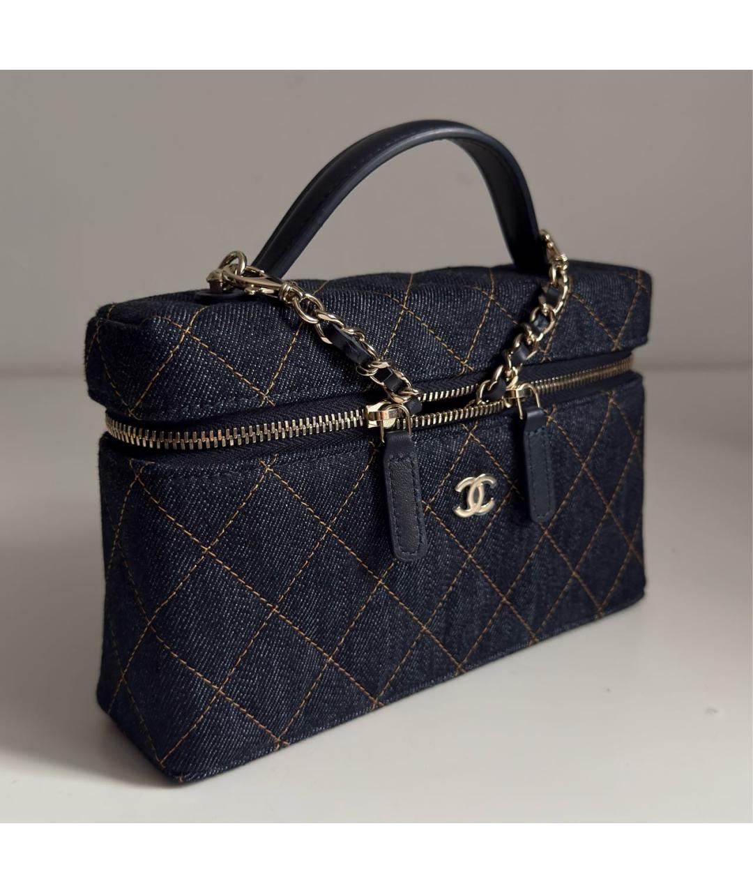 CHANEL Темно-синяя деним сумка через плечо, фото 2