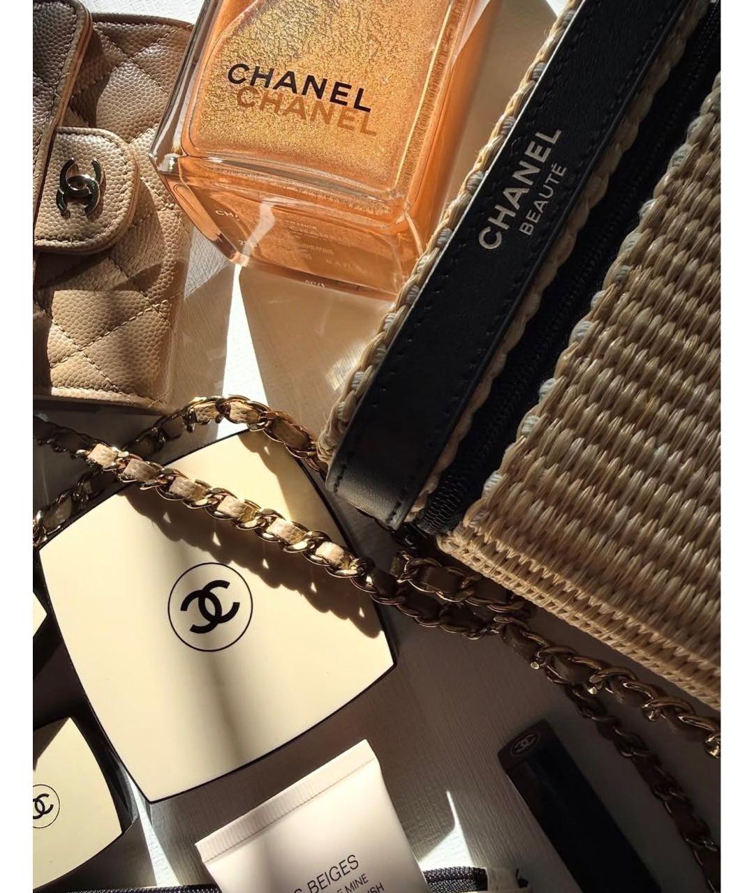 CHANEL BEAUTY Бежевая плетеная косметичка, фото 4