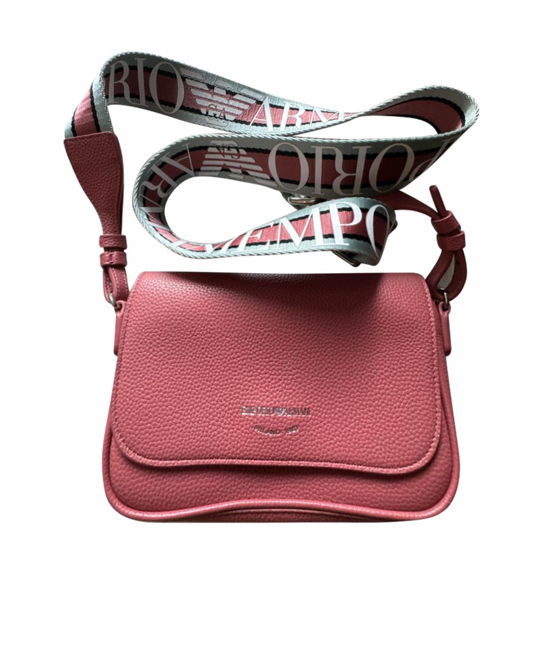 EMPORIO ARMANI Коралловая кожаная сумка через плечо, фото 1