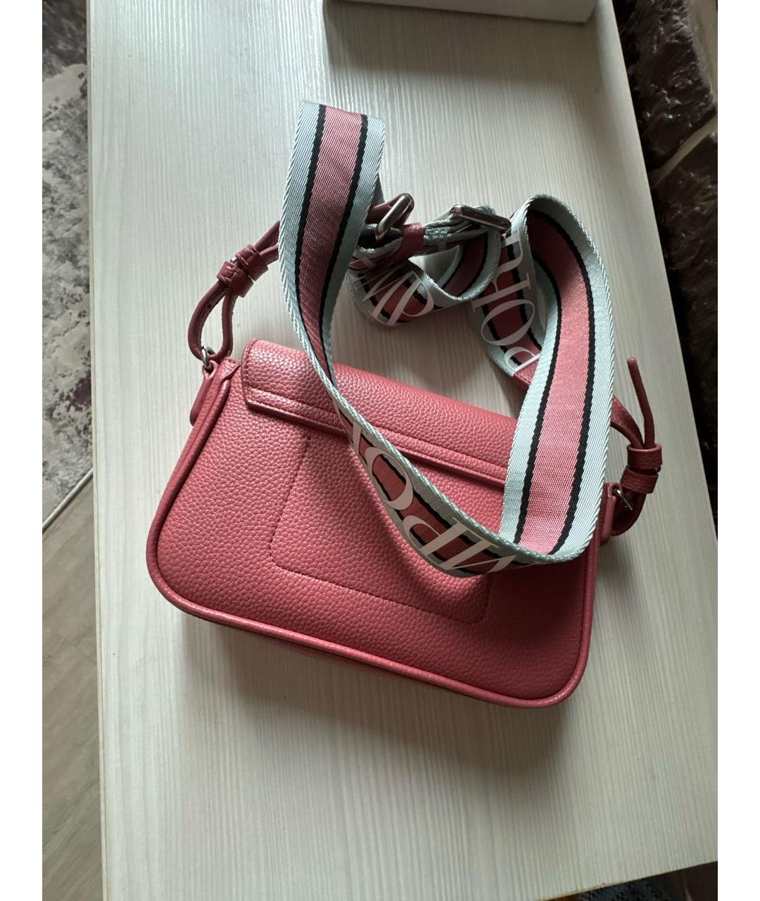 EMPORIO ARMANI Коралловая кожаная сумка через плечо, фото 3